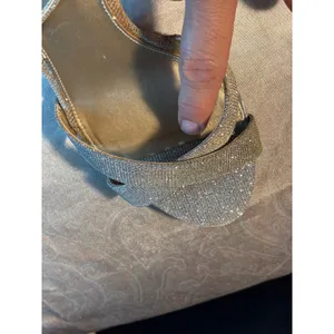 Kelly & Katie Silver Glitter Ankle Strap Heeled Sandals Mid Stiletto Size 8.5 thumbnail 6