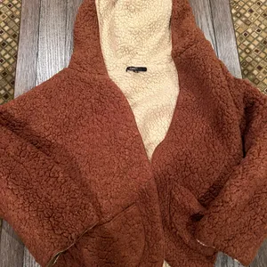 American Eagle Outfitters Rust and Cream Teddy Jacket thumbnail 1