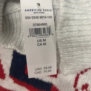 American Eagle Sweater Womens M White Smiley Graphic‎ Mock Neck AE New thumbnail 4