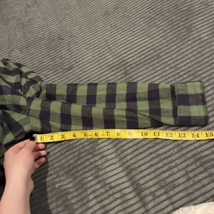 Madewell Flannel Crop Button Up Shirt Green Plaid Long Sleeve Womens Small thumbnail 10