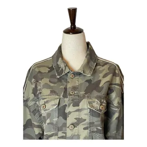 Zara Jacket Women Small‎ Green Camo Cotton Sequin Stripe Coat Streetwear Outdoor thumbnail 4