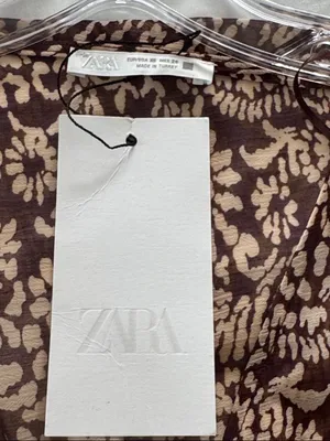 Zara Brown and Cream Paisley Maxi Dress with Puff Sleeves thumbnail 5
