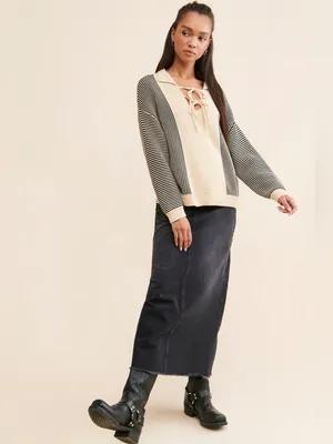 Found Striped Knit Collar Sweater| Free people Sz: S thumbnail 4