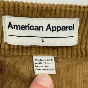 American Apparel Button Front‎ Corduroy Mini Skirt Camel Tan Women L USA Made thumbnail 3