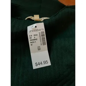 Dress Barn Retrology Sz M Green Stretch Open Cardigan Sweater Long Sleeves‎ thumbnail 4