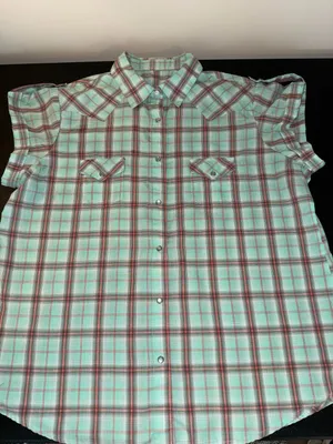 Vintage Turquoise Plaid Pearl Button Western Shirt-XL thumbnail 3