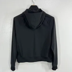 Vuori Daily Jacket Womens Large Black Hooded Full Zip Bomber Ribbed Trim Active thumbnail 4