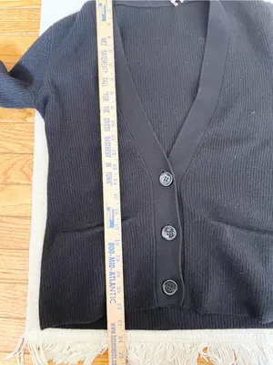 Kier + J Womens Black 100% Cashmere Cardigan Sweater Size Small Minimal Simple thumbnail 6