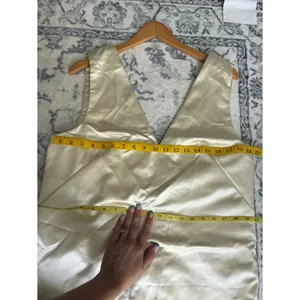 Abercrombie & Fitch Shift Bow-Back Mini Dress Ivory Size Large Tall Sleeveless thumbnail 8