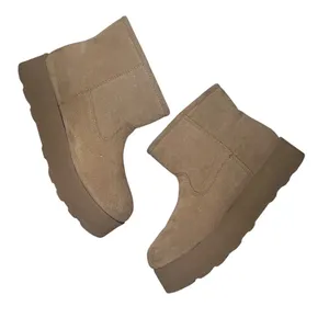 Suede Platform Ankle Boots Faux Shearling Lined Camel Brown 25033100 F24 US 8 thumbnail 6