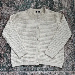 Cozy Cardigan 2XL Cream Waffle Knit Button Front Chic Coastal Grandma Sweater thumbnail 3