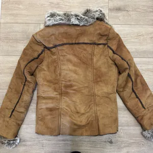 Donna Salyers Fabulous Furs Jacket S Brown Faux Suede Shearling Fur Y2K Boho thumbnail 8