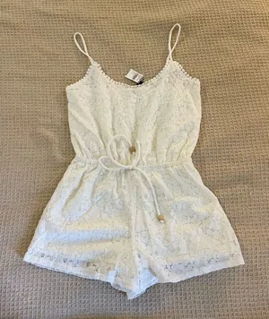Tilly's Cute white bohemian trim crochet lace romper thumbnail 1