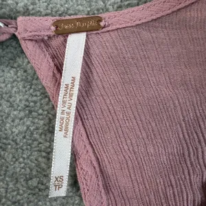 Free People Women's XS Pink Ruched Deep V-Neck Daia Top Peplum Long Sleeve thumbnail 5