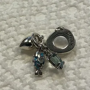 Pandora Fish Sea Turtle Conch Triple Dangle Charm 791697C01 S925 thumbnail 4