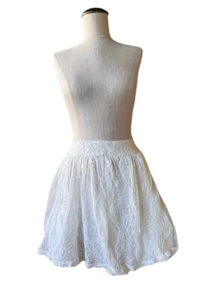Free People Ivory Lace Crochet A Line Skater Mini Skirt NWT XS thumbnail 1