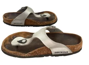 Birkenstock Gizeh Women's Thong Sandals Silver‎ Casual size 7.5 thumbnail 1
