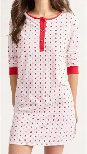 Walmart Joyspun Women's Jersey Long Sleeve Henley Sleepshirt thumbnail 1