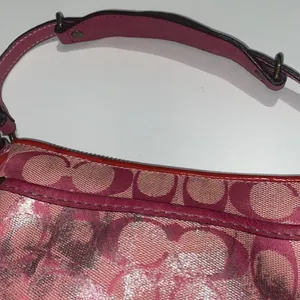 COACH Vintage Y2K Mini Monogram Suede/Leather Trim Canvas Shoulder Bag Hot Pink thumbnail 11