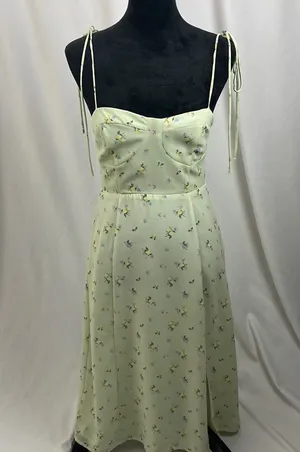Green floral print slip dress woman’s size medium thumbnail 1