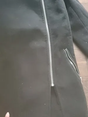 Divided Black Asymmetrical Zip Pea Coat Inside Of Coat Is Peeling Doesnt Show On thumbnail 3