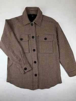 Current Air Houndstooth Shirt Jacket XS NWT‎ Shacket Neutral Plaid thumbnail 1