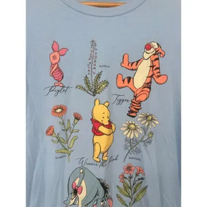 Disney Winnie the Pooh T-Shirt Women M Blue Graphic Characters Floral Botanical thumbnail 2