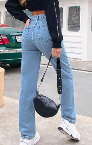 SheIn Top-stitching Straight Leg Jeans thumbnail 2