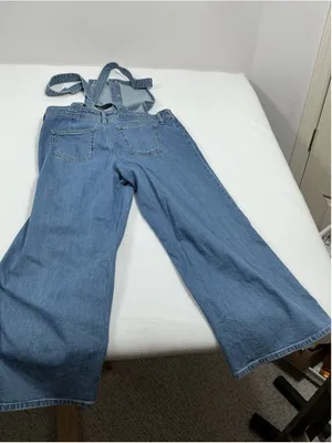 Womans NWOT Isabel pre pregnancy Wide Leg Blue Jean Overalls Size 12 thumbnail 2