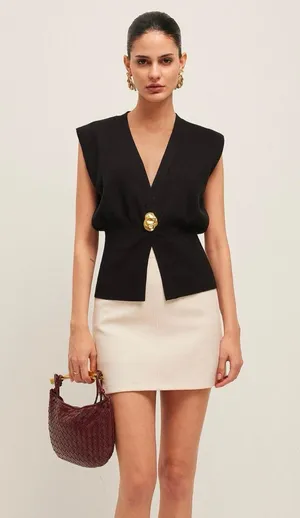 Commence V-neck buttoned detail sweater vest thumbnail 1