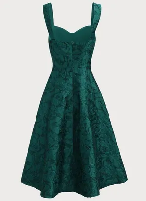RIHOAS Green Sweetheart Neck Jacquard Midi Dress XS thumbnail 6