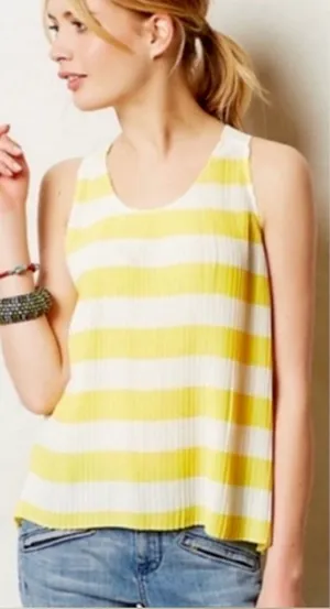 Anthropologie MAEVE Pleated Tank Top Size 6 thumbnail 1