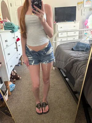 American Eagle Outfitters Blue Jean Shorts Distressed Frayed Hem thumbnail 3