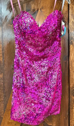 Blush Prom Sequin Pink Dress strapless thumbnail 1