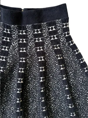 EUC Anthropologie MOTH Jacquard Knit Granite Skater Skirt Black Cream Medium thumbnail 5