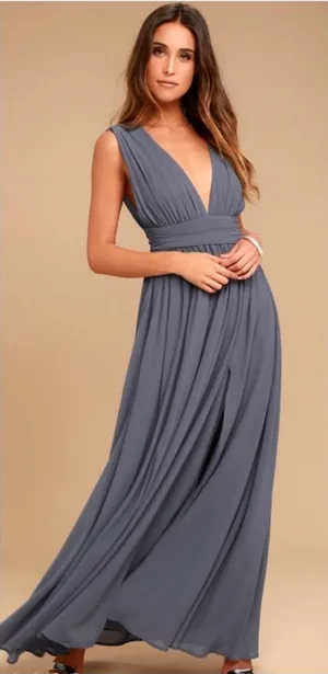 Lulus Heavenly Hues Denim Blue Maxi Dress thumbnail 1