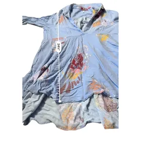 Free People Field of Butterflies‎ Tunic Top Women's Small Blue Floral Boho thumbnail 8