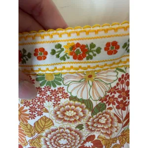 So Me Floral Romper Women Medium Orange Yellow Retro 70s Cotton Boho Cottagecore thumbnail 7