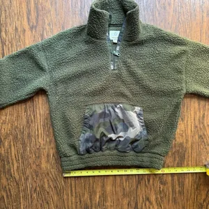 Aerie Fleece Pullover Quarter Zip Sweatshirt Olive Green Camo Womens Size Small thumbnail 7