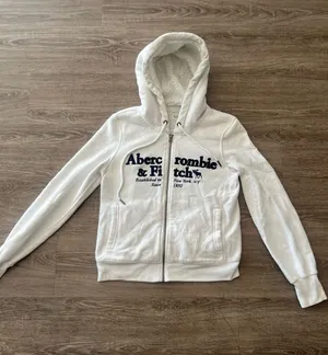 Abercrombie & Fitch Y2K Hoodie Womens XS White Sherpa Lined Full Zip Vintage thumbnail 1