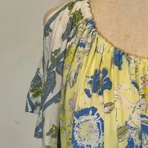 Free People Yellow Baja Babe Printed Cold‎ Shoulder Short Sleeve Top Size XS thumbnail 9