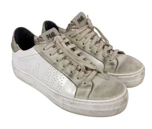 P448 Thea Platform Sneakers White Leather Metallic Heel Size 38/ US 7.5/8‎ thumbnail 1