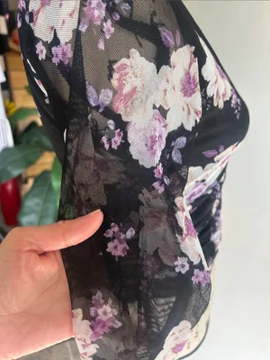 Rebellious Dreamer Ruched Floral Black Top Size Medium thumbnail 9