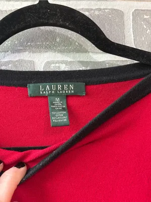 Lauren‎ Ralph Lauren Red Black Gold Button Shoulder Sweater Med Preppy Nautical thumbnail 5
