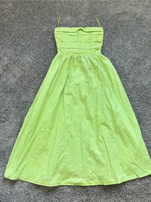 Wayf Lime Green Midi Dress with Spaghetti Straps thumbnail 1