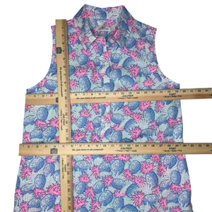 Vineyard Vines Pink Blue Pineapple Linen Dress 10 Resort Wear Golf Beach Pockets thumbnail 9