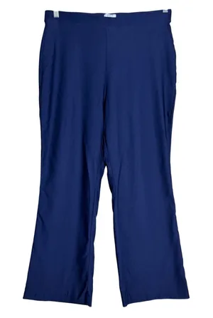 Crown & Ivy Pants Women Stretch Pull On Flare Workwear Trousers Size L Navy thumbnail 1