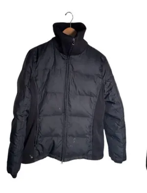 Old Navy Puffer Coat Size Medium Black Side Panels Vintage Down Feather FLAWED thumbnail 1