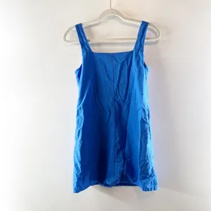 SNDYS Shelley Button Up Square Neck Mini Dress Blue XS thumbnail 7
