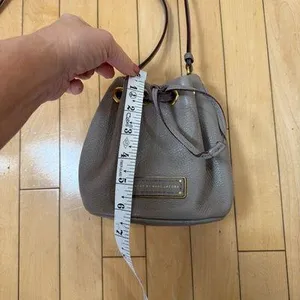 Marc by MARC JACOBS Mini Bucket Bag Crossbody Cream Grey Pebbled Leather thumbnail 8
